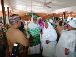 Alhaja Asmou Adelarin Osisanwo gets turbaned as the Iyalode Adeen of Ogun state