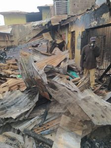 Hon. Omooba Damilare Visits Scene of Sabo Market Fire Accident, Sympathizes With Victims