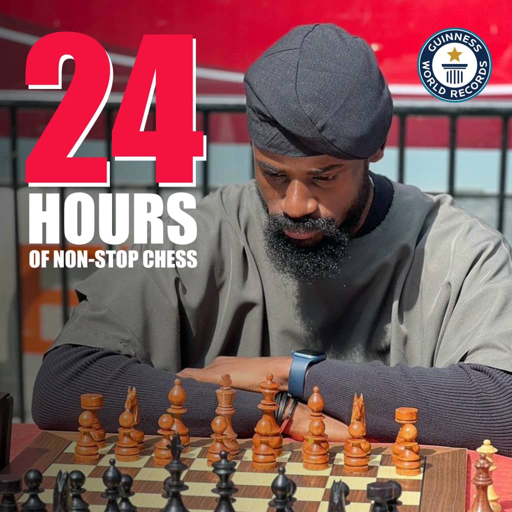 After 24 hours, chess master, Tunde Onakoya remains unbeaten in 58 hours Guinness World Record attempt