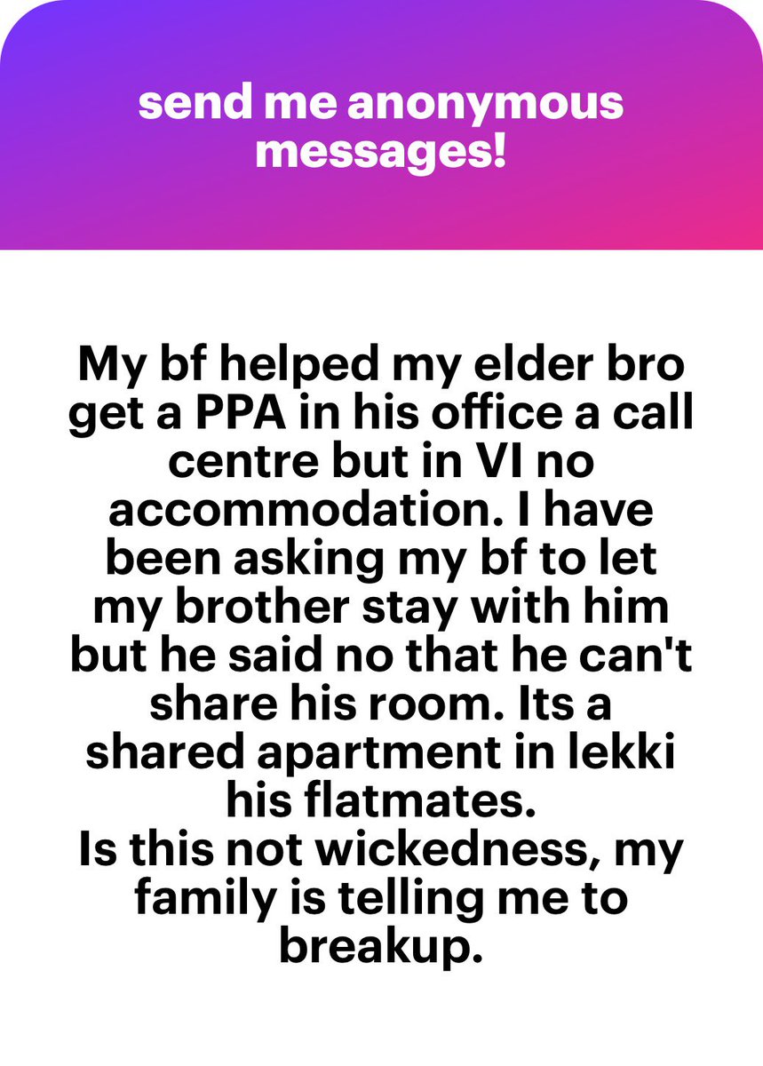 Lady sets to break up with her partner for refusing to let her elder brother, whom he provided a job for, squat with him