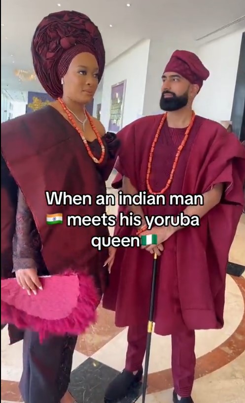 "In the next 20 years, everyone in this world will have Nigerian blood" – Netizens react to a beautiful wedding between an Indian man and a Yoruba bride