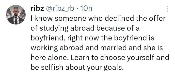 Nigerian lady ends up alone after declining the offer to study abroad because of her boyfriend