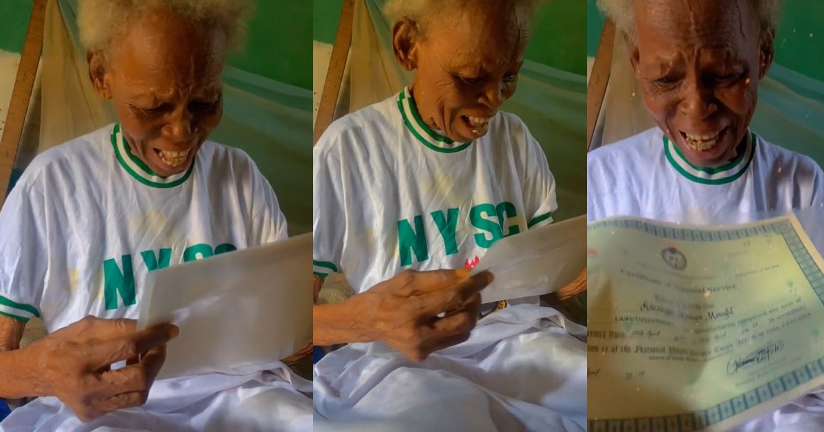 "We started the journey together right from primary school" - Grandma overwhelmed with joy, cries as her granddaughter successfully concludes her NYSC (VIDEO)