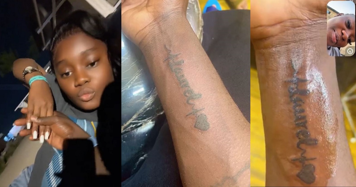 Nigerian Man Stirs Reactions Online As He Gets A Permanent Tattoo Of His Girlfriend's Name Under 3 Months Into Their Relationship (VIDEO)