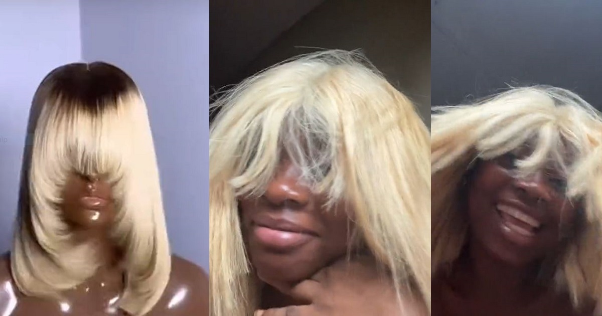 "This one na ju.ju oo" - Netizens React As Nigerian Lady Shares The Amazing Wig She Purchased For N135K From An Online Vendor (VIDEO)