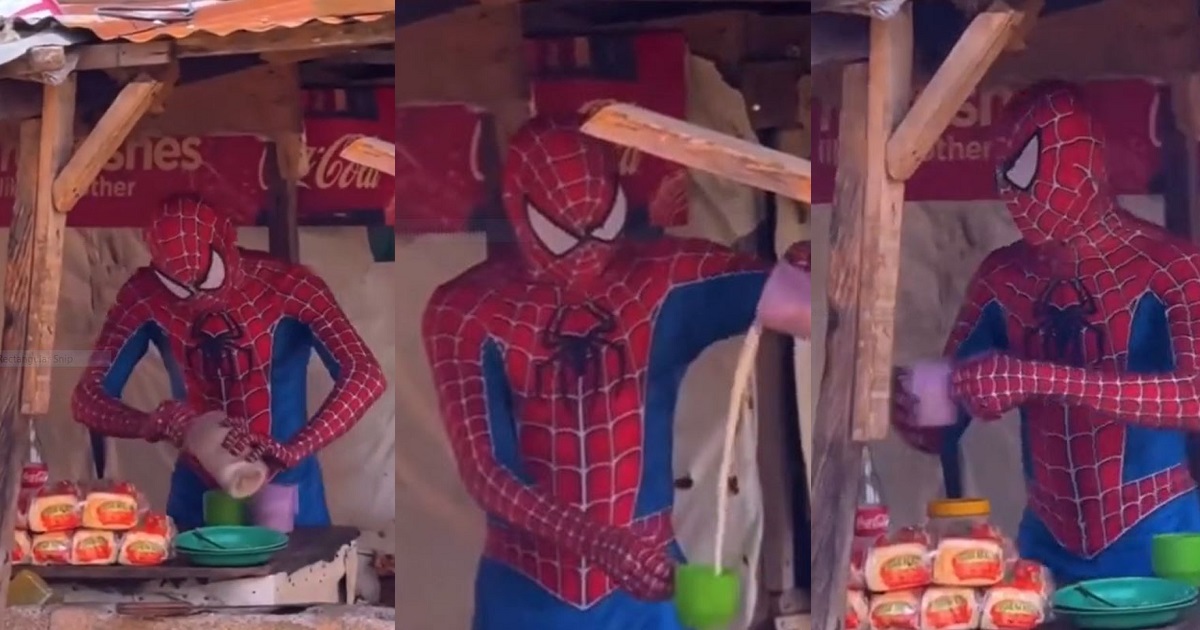 Video Capturing A Mai Shai Vendor Donned In A Full Spider-Man Costume Goes Viral (WATCH)