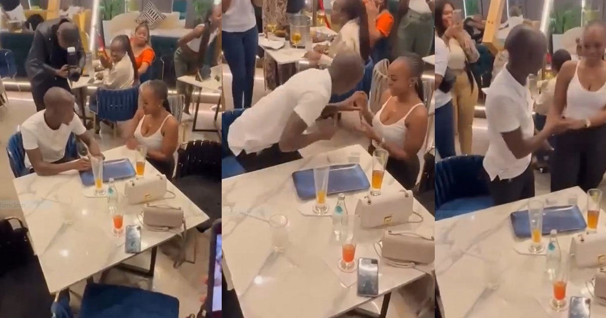 Heartwarming Moment Lady Stuns Her Boyfriend With Surprise Restaurant Proposal (VIDEO)