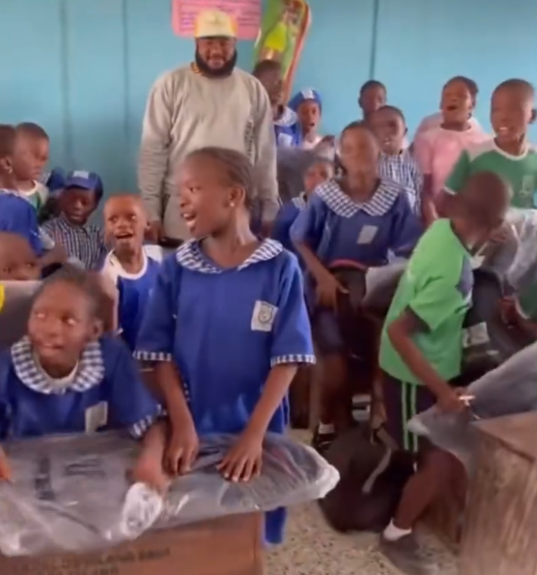 Sam Larry warm hearts online as he visits and shares gifts with school children to show he is a changed man (VIDEO)