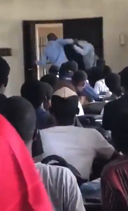 "He is definitely getting expelled" - Reactions as UNILAG student ass.aults his lecturer in an ongoing class (VIDEO)