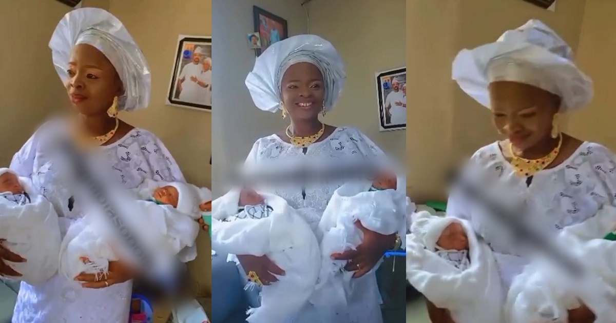 Nigerian Woman Celebrates Miraculous Twins After 26 Years Of Childlessness (VIDEO)