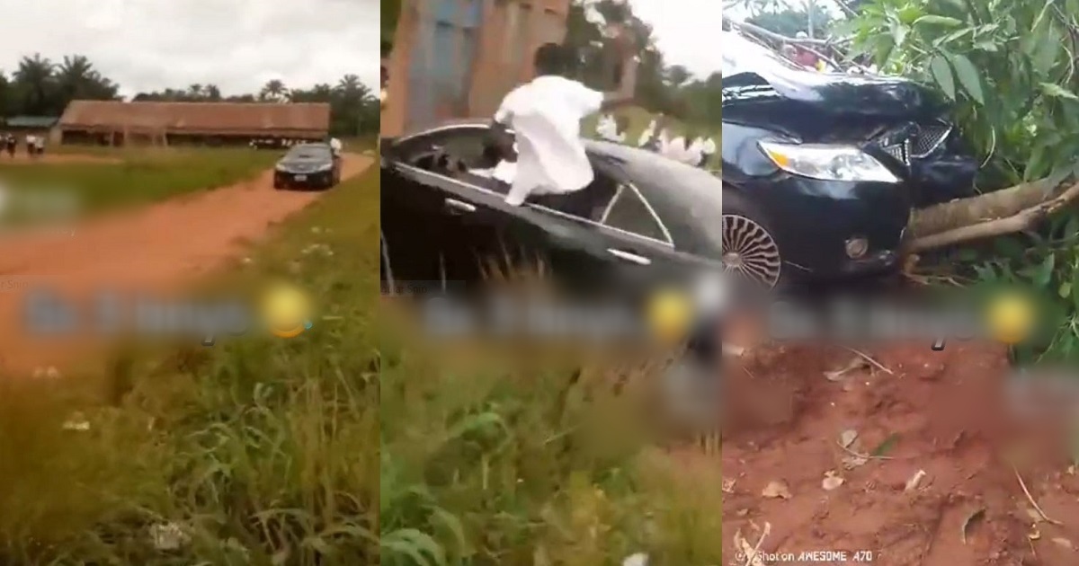 Video Capturing SS3 Students Cr@sh!ng Car Into Tree During Graduation Celebrations Goes Viral (WATCH)