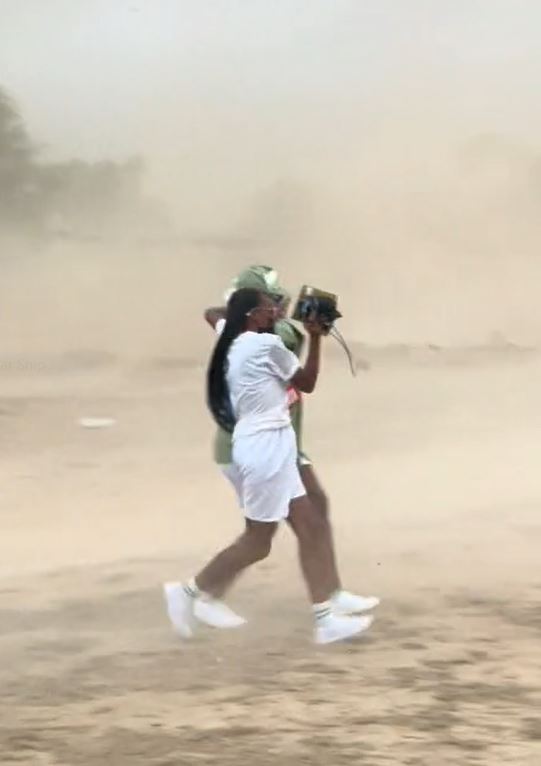 Sahara Desert In Nigeria" – Netizens React As Corper Shares Video Of Sudden Sandstorm Sweeping NYSC Camp (VIDEO)