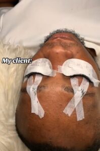 "Uncle stand up!" – Tongue Wags As Nigerian Man Undergoes Eyelash Extension (VIDEO)