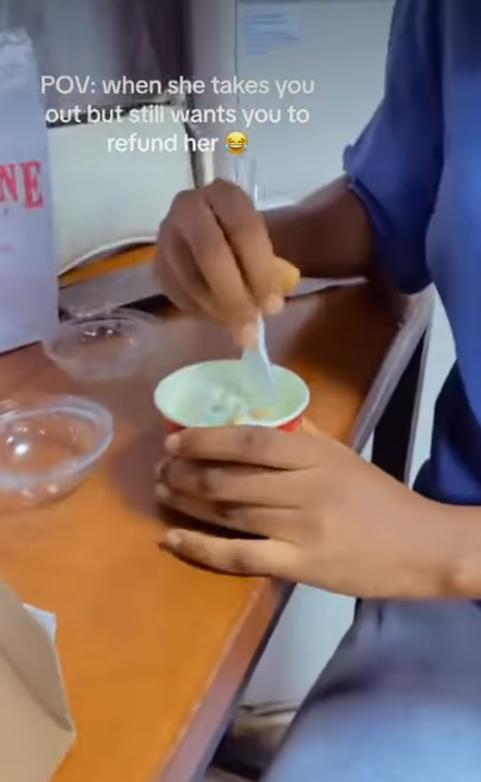 Nigerian lady seeks refund after buying ice cream and chicken wings for her boyfriend (WATCH)