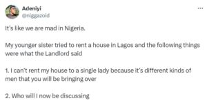 Lawyer r@ges as Lagos Landlord refuses to rent an apartment to his sister because she's unmarried