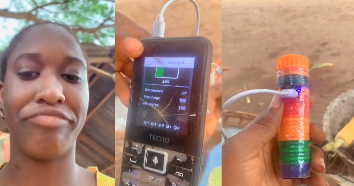 Nigerian Lady Wows Viewers As She Shares Home Made Power Bank Created With Bottle Caps (VIDEO)