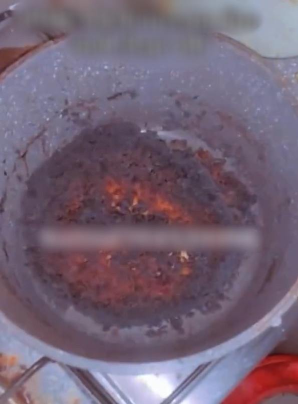 Lady shares what happened to her pot after she slept off while cooking (VIDEO)