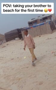 Lady shares her brother's overwhelming reaction after visiting the beach for the first time (VIDEO)