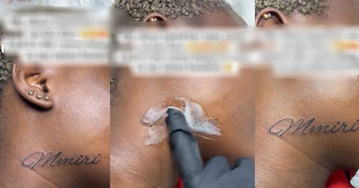 Lady Raises The Bar As She Tatt00s Boyfriend's Name on Her Neck To Prove Her Love (VIDEO)