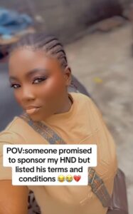 "I must impregnate you and we must sign an agreement" – Male admirer insists on terms and conditions as a rule to sponsor a lady through school (AUDIO)