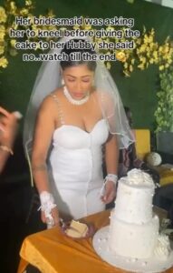 "No" - Moment Mauritian bride refuses to kneel to give her Nigerian groom cake at wedding (WATCH)