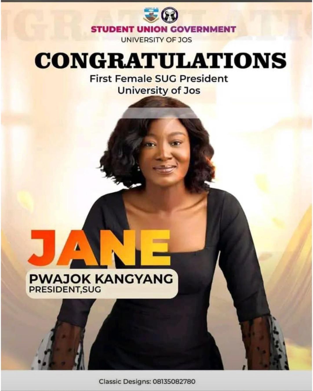 Jane Pwajok emerges as UNIJOS' first female SUG President in decades (IMAGES)